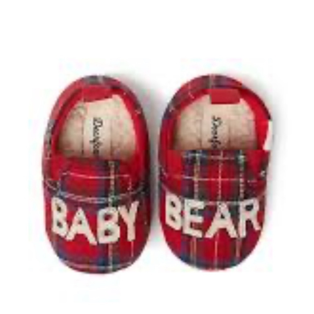 6-9M Sherpa Lined Plaid “Baby Bear” Slipper